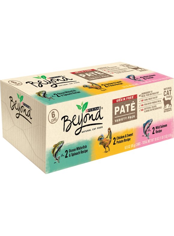(6 Pack) Purina Beyond Grain Free, Natural Pate Wet Cat Food, Grain Free Pate Variety Pack, 3 oz. Cans