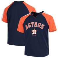 Youth Navy Houston Astros Poly Mesh Raglan V-Neck T-Shirt
