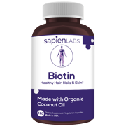 Biotin - Made in USA - 10,000mcg Coconut Oil - Premium Vegetarian Supplement by Sapien Labs (120 Pill Count)