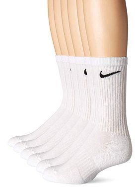 Nike Unisex Everyday Cotton Cushioned Crew Training Socks with DRI-FIT Technology, White (6 Pairs)