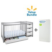 Graco Remi 4-in-1 Convertible Crib and Changer Combo with Mattress Bundle