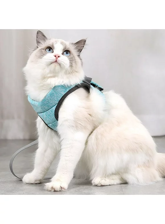 Cat Harness and Leash Set - Escape Proof Safe Cat Vest Harness for Walking Outdoor Adjustable Soft Mesh Breathable Body Harness Easy Control for Small, Medium, Large Cats