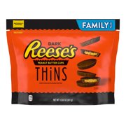 REESE'S, THiNS Dark Chocolate Peanut Butter Cups Candy, Individually Wrapped, 12.03 oz, Family Pack