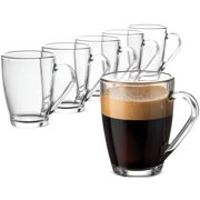 Glass Coffee Mug 10  Ounce (6 Pack) with Convenient Handle, Tea Glasses for hot and cold beverages, Thermal Shock Resistant, Tempered Glass, Great for Cappuccino, Latte, Espresso,