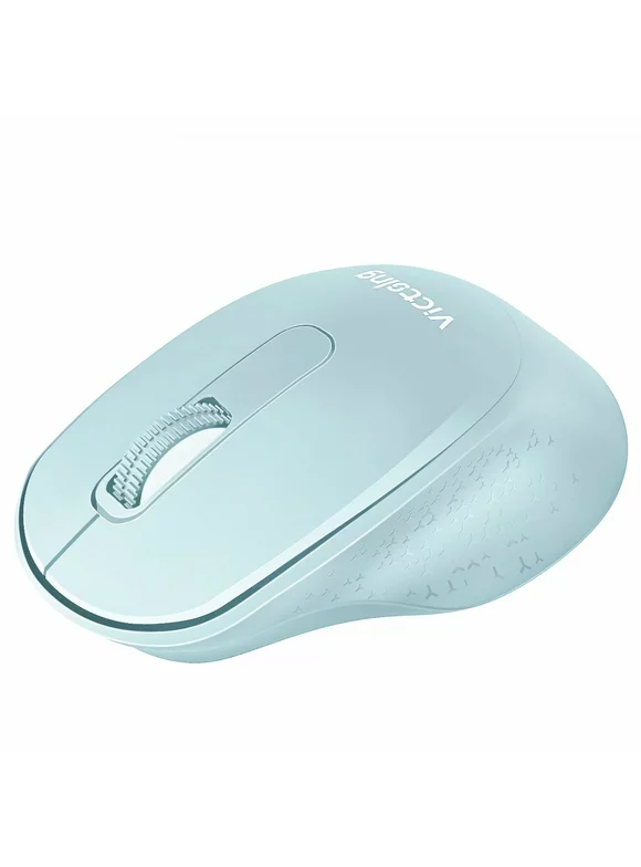 VictSing Mini Ergonomic Wireless Mouse, 2.4G Quiet Mouse with USB Receiver, Portable Computer Mice with Independent Power Switch for PC, Tablet, Laptop, 18 Month Battery Life, Mint Green