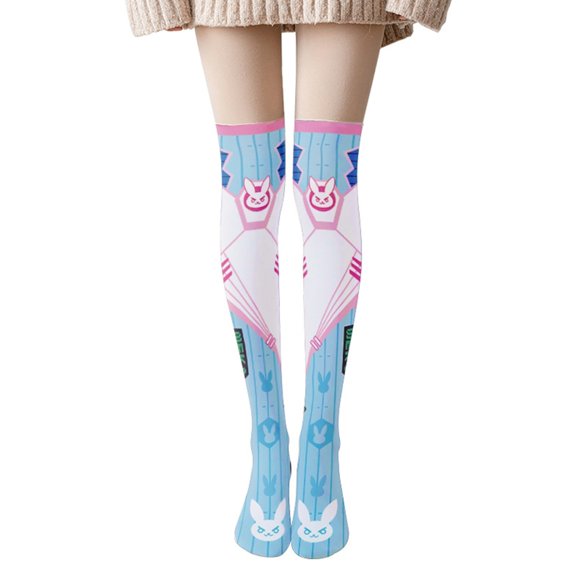 OOKWE Anime Lolita Thigh High Stockings Kawaii Cartoon Rabbit Cat Over Knee Long Socks