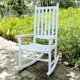 image 4 of Contemporary Home Living Wood High Back Rocking Chair, White