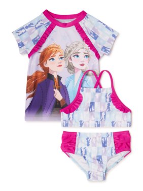 Disney Frozen 2 Toddler Girls Tankini Top and Bottom, 2-Piece Swimsuit Set
