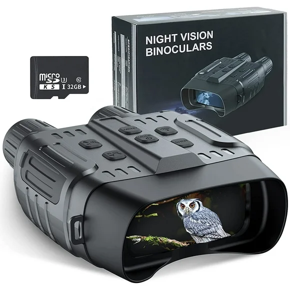 Night Vision Binoculars Goggles for Hunting, Ruaiok Digital Infrared Binoculars with 32GB Memory Card