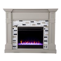 Bikahri Color Changing Electric Fireplace w/ Marble Surround