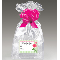 2pack Pink Bows Rose Gift Tags with Extra Large Jumbo 30 x 40 Clear Cello/cellophane Bags Gift Basket Packaging Bags Cello Bags