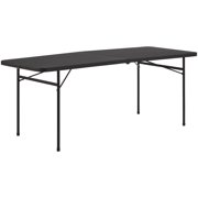 (3-Pack) Mainstays 6 Foot Bi-Fold Plastic Folding Table, Black