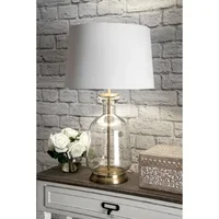 Nuloom  24" Emma Clear Glass Cotton Shade Gold Table Lamp - 24" h x 15" w x 15" d