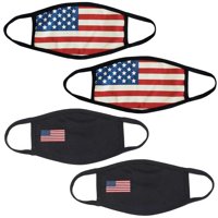 4Pcs USA Flag Print Unisex Face Mask Protect Reusable Cotton Comfy Washable Made in USA