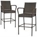 image 2 of BCP Set of 2 Outdoor Brown Wicker Barstool Outdoor Patio Furniture Bar Stool