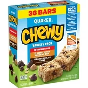Quaker Chewy Granola Bars, 3 Flavor Variety Pack (36 Pack)