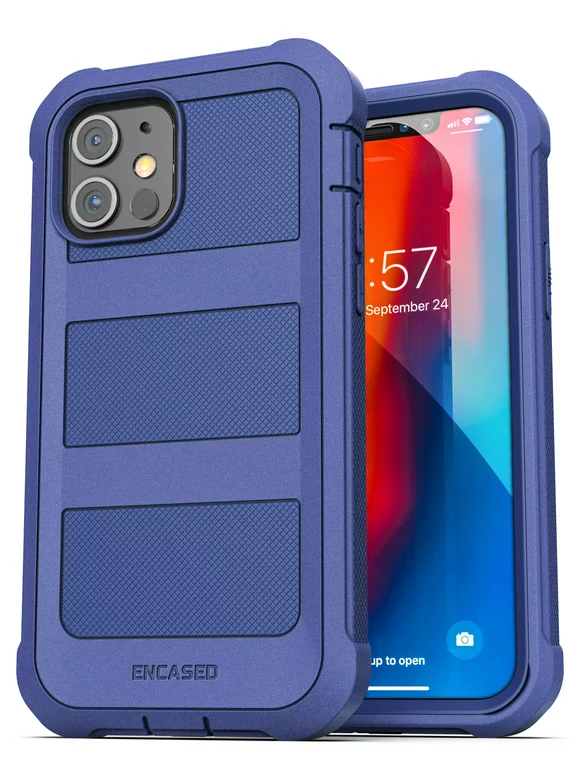Encased Apple iPhone 12 Case with Screen Protector (Falcon Armor) Protective Full Body Cover with Built-In Screen Protector - Purple