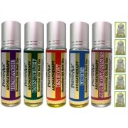Essential Oil Roll On Gift Set of 5 Aromatherapy - Energy, Focus, Pain Relief, Headache and Sinus/Allergy - Made with 100% Pure Therapeutic Grade Essential Oils ( 5 x 10 ml ) by Prevenage