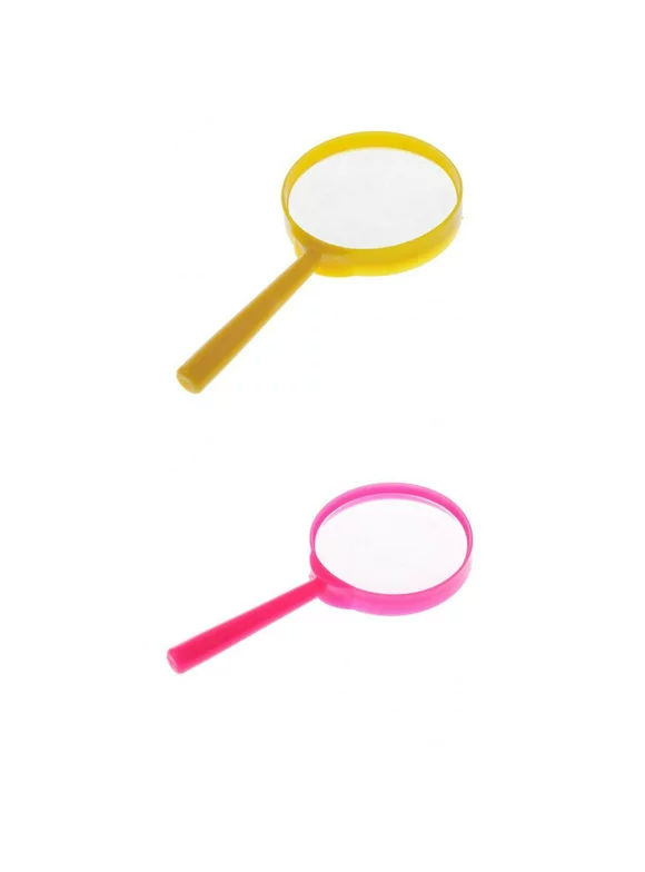 2 Pieces Kids Handheld Toy Set Magnifying Glass Diameter 60mm Magnifying 3X - Yellow