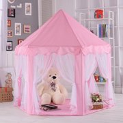 Kids Play Tent, Fairy Princess Castle Tent, Pink Tents for Girls, Large Hexagon Playhouse, Portable Play Tent Toy for Boys Girls Child Indoor Outdoor