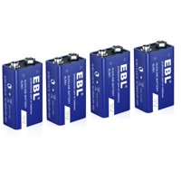EBL 4-Pack 9V Alkaline Batteries 6LR61 9 Volt Battery for Toy Camera
