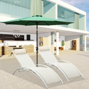 Ainfox Outdoor Patio 2-Pack Lounge Chairs Recliners Adjustable Aluminum Chaise Lounges for All Weather White