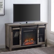 Manor Park Rustic Farmhouse Fireplace TV stand with Sliding Doors for TV's up to 52" - Grey Wash
