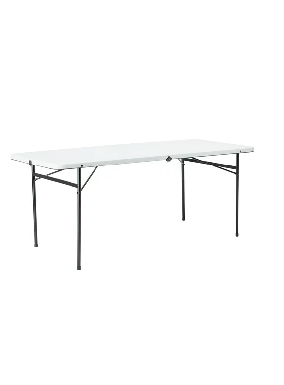 Mainstays 6 Foot Bi-Fold Plastic Folding Table, White
