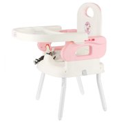 3-IN-1 Folding Baby High Chair Safe Feeding Highchair Adjustable Height Roller With Safety Belt for Kids Toddler Feeding Playing