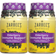 (2 pack) Zarbee's Naturals Elderberry Immune Support* Gummies with Vitamin C, Zinc and Real Elderberry, Natural Berry Flavor, 60 Gummies