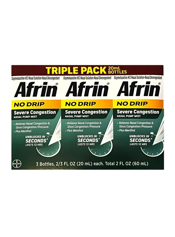 Afrin No Drip Severe Congestion Nasal Spray (20 ml each, 3 pk.)