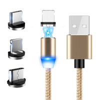IRFORA 2m Magnetic Data Cable Fast Charging USB Three-in-one Multifunctional Mobile Phone Charging Cable One for Three Micro USB Type-C Magnetism Dustproof Charging Cables with LED Indicator