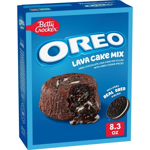 Betty Crocker OREO Lava Cake Mix, Chocolate Cake Mix With OREO Cookie Pieces, 8.3 oz