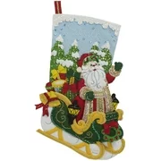 Bucilla Felt Stocking Applique Kit 18" Long-Santa's Grand Sleigh