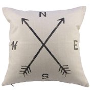 wendana Compass Linen Throw Pillow Case Cushion Cover 18x18'' Quality First Gift' Or Decor For Home,Kids , Girls, Teens, Father, Living Room, Wife