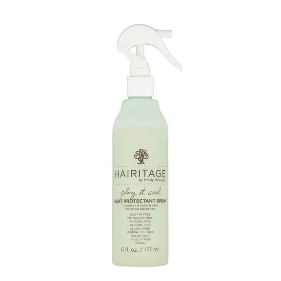 Hairitage Play It Cool Argan Oil Heat Protectant Spray | Prevents Hair Damage & Breakage, 6 fl oz