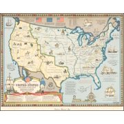 LAMINATED POSTER A Map of the United States Showing Boundaries Established After The Louisiana Purchase and Florida Acquisition. POSTER PRINT 20 x 30