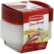 Rubbermaid 8-Piece TakeAlongs Food Storage Container Set, Sandwich, Red