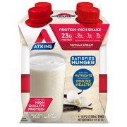 Atkins Meal Size Protein-Rich Shake, Vanilla Cream, 16.9 fl oz, 12ct