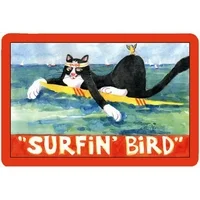 Black And White Cat Surfin Bird Mouse Pad, Hot Pad Or Trivet