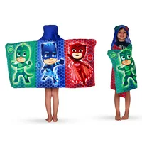 PJ Masks Kids Cotton Bath and Beach Hooded Towel Wrap, Blue