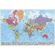 Map Of The World - Poster / Print (Political World Map With Flags) (Size: 36" x 24")