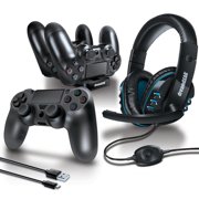 dreamGEAR PlayStation 4 Advanced Gamer's Starter Kit - Headset, Charging Dock, USB Charge Cable, Controller Cover & Joystick Caps for PS4