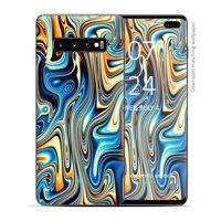 Skin Decal Vinyl Wrap for Samsung Galaxy S10 Plus - decal stickers skins cover - blue orange psychadelic oil slick