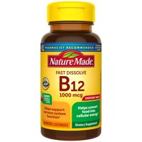 Nature Made Fast Dissolve B12 1000 mcg Micro-Lozenges, 60 Count for Cellular Energy