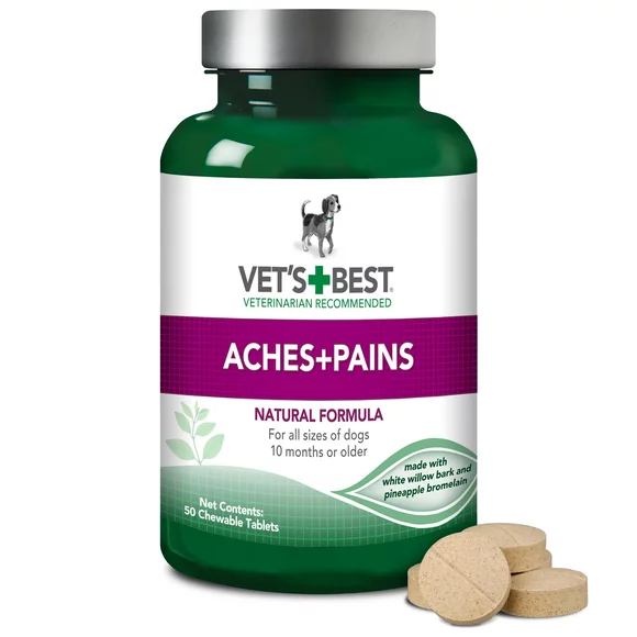 Vets Best Aspirin Free Aches and Pains Dog Supplements - 50 Chewable Tablets