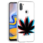 TalkingCase Clear TPU Phone Case for Samsung Galaxy A11, SM-A115M, Marijuana in 3D Print, Light Weight, Ultra Flexible, Soft Touch, Anti-Scratch