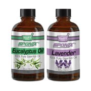 Essential Oil Gift Set (4 Oz - 118 mL) Each - 2 Aromatherapy Oil - Spa Scent Blend - Eucalyptus and Lavander  - Therapeutic Grade - by Sponix