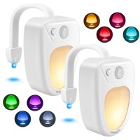 2PACK Toilet Night Light Motion Activated 8 Color Changing Led Toilet Seat Light Motion Sensor Toilet Bowl Light, I2431