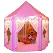 CuteKing Princess Castle Kids Play Tent Children Large Playhouse with Small Star Lights, Pink